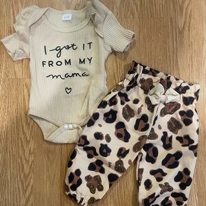 Baby Outfit with Graphic Onesie and Leopard Pants